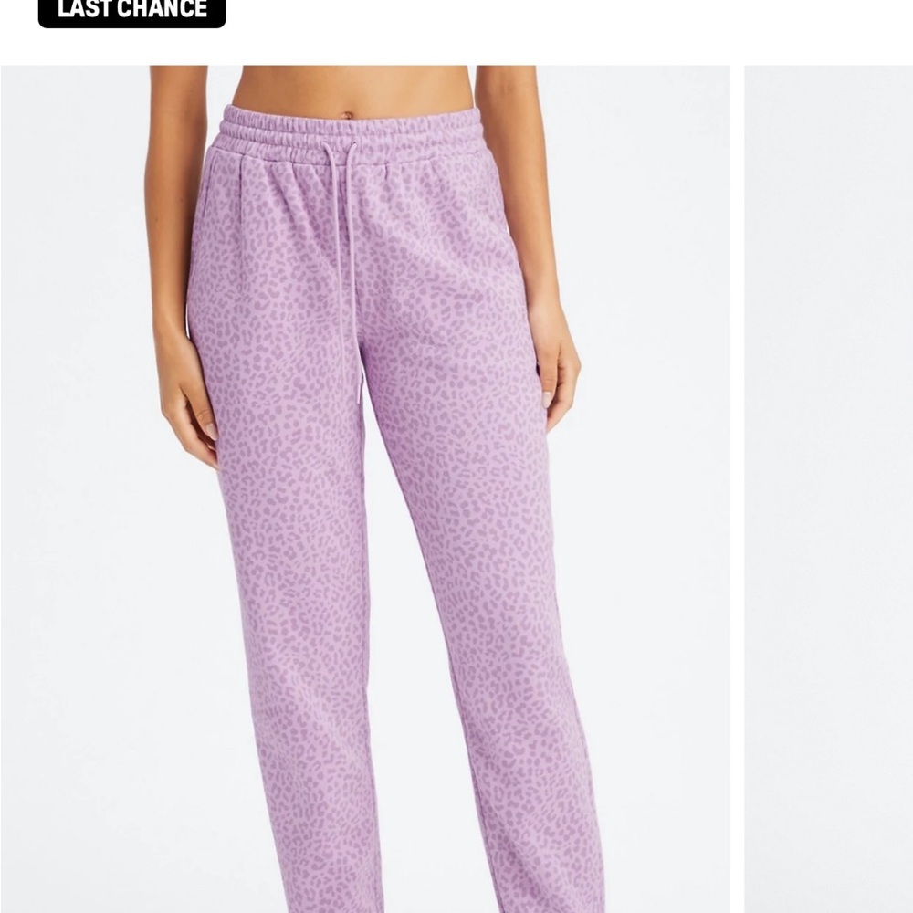 Fabletics Purple Track Pants with Elastic Waistband and Tapered Ankles